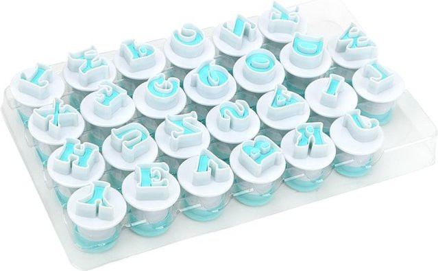 NATAWA 26-teiliges Alphabet Cookie Cutter Set aus Kunststoff für Fondant und Kuchen in Weiß - Bild 1