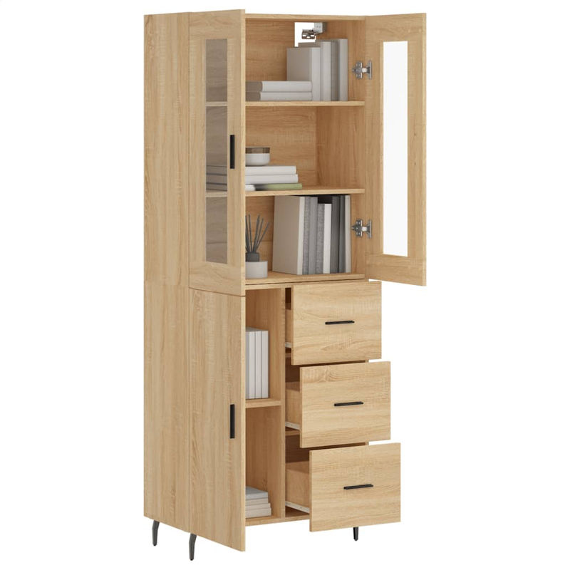 Vidaxl Vitrinenschrank Modern in Sonoma-Eiche aus Holzwerkstoff und Metall, B: 34 cm, T: 69,5 cm, H: 180 cm - Bild 3