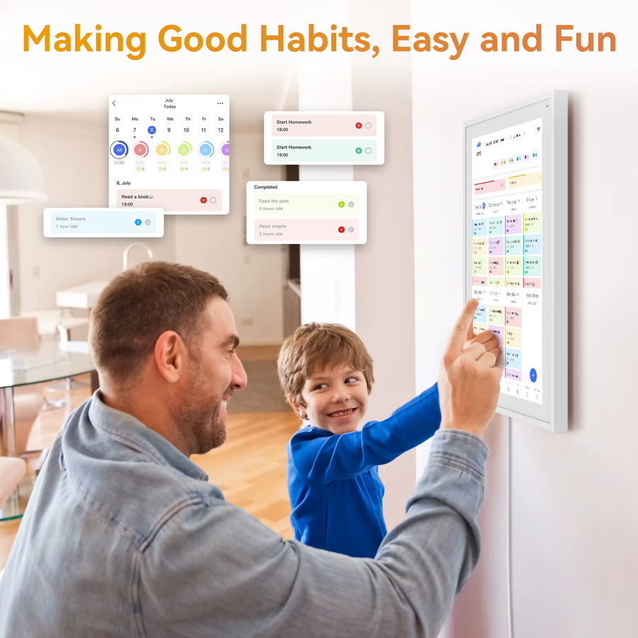 Kingrid P15 Smart Digitaler Kalender 15,6 Zoll in Weiß mit WLAN, Google und iCloud Synchronisierung sowie 32GB Speicher für Aufgabenplanung und Mahlzeitenplanung als Wand-Touchscreen - Bild 2