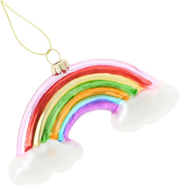 Mömax Christbaumanhänger Figures Multicolor mit Regenbogen und Wolken aus Glas, Textil und Metall - Bild 1