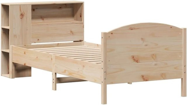 vidaXL Bücherregalbett aus Massivholz Kiefer mit Kopfteil und Regal, B/T/H: 75 x 190 x 82 cm - Bild 1