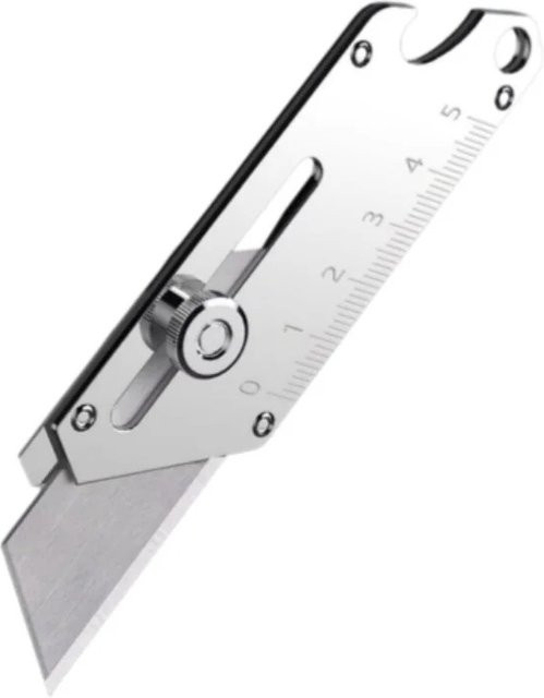 Robustes Industrie-Universalmesser aus Edelstahl in Silber mit 18mm Snap-Off SK5-Klinge und Flaschenöffner für Profis - Bild 1