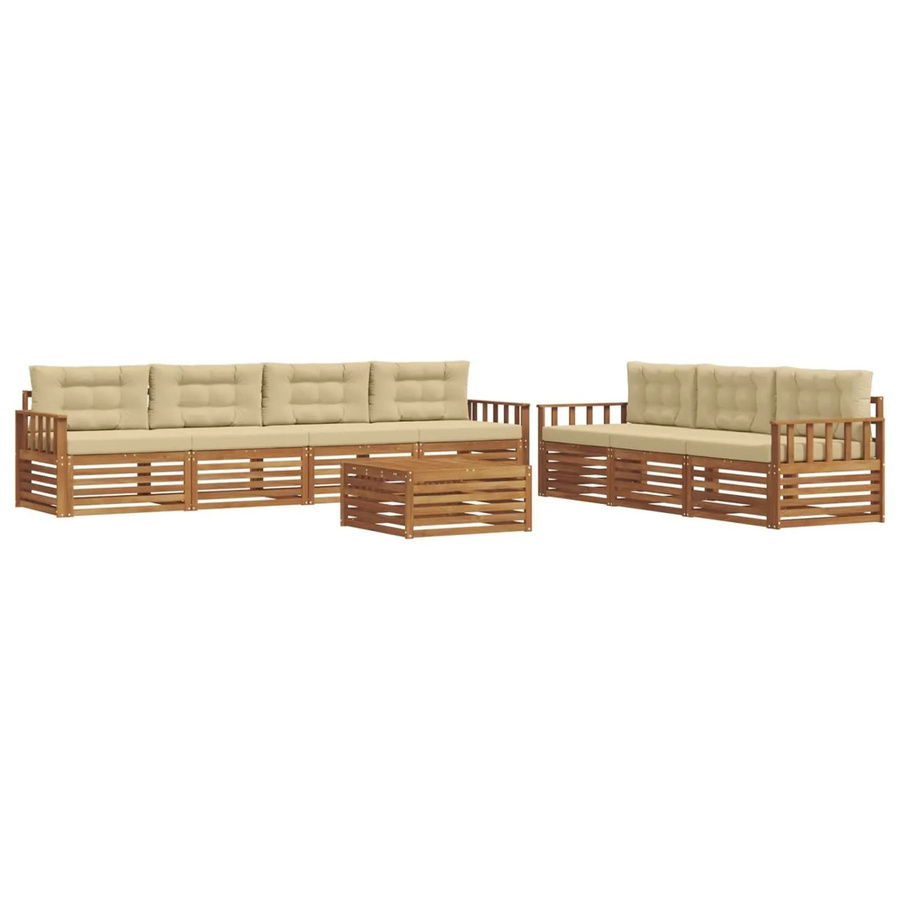 vidaXL Outdoor-Sofagarnitur 8-teilig aus Akazienholz mit Kissen in Natur und Beige - Bild 2