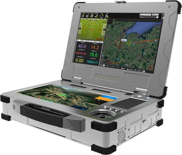 Professionelle UAV-Bodenkontrollstation mit 18-Kanal-Dual-Screen-Display in Grau - Bild 1