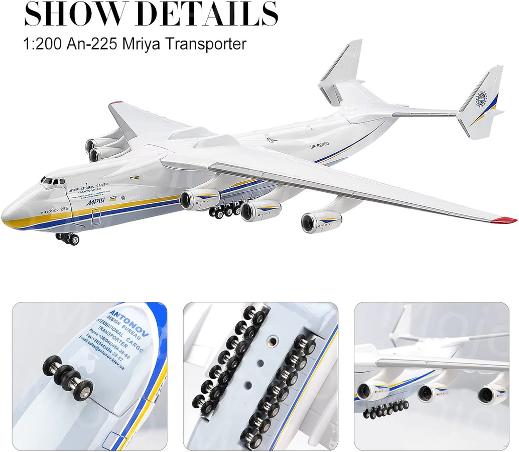 ZOCO AN225 Flugzeugmodell, Maßstab 1:200, Metall, Weiß - Bild 2