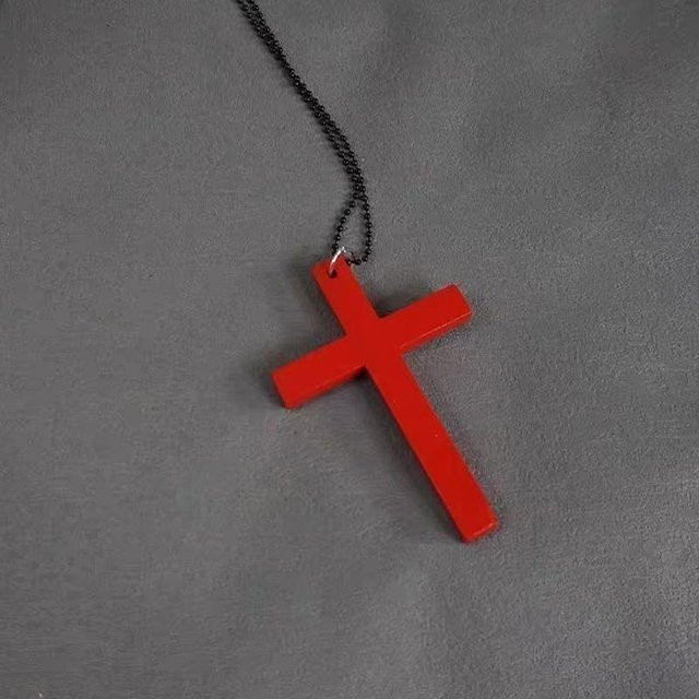 Halskette mit Kreuz Anhänger, Holz, Schwarz, Unisex, Vintage - Bild 1