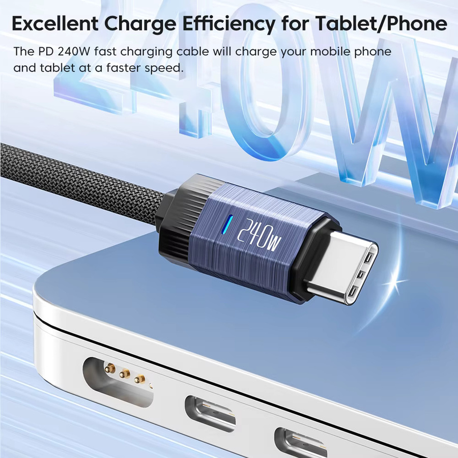 Toocki USB-C auf USB-C Schnellladekabel 240W in Blau für Samsung, Huawei, Xiaomi und Macbook - Bild 2