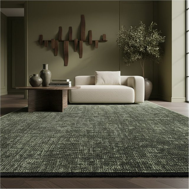 Waschbarer Baumwollteppich Kadima Design, einfarbig, Grün, B/T: 140 x 200 cm - Bild 1