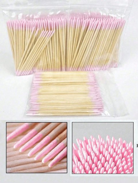100 Stück doppelseitige Nagellack-Wisch-Holzstäbchen, Unisex - Bild 1