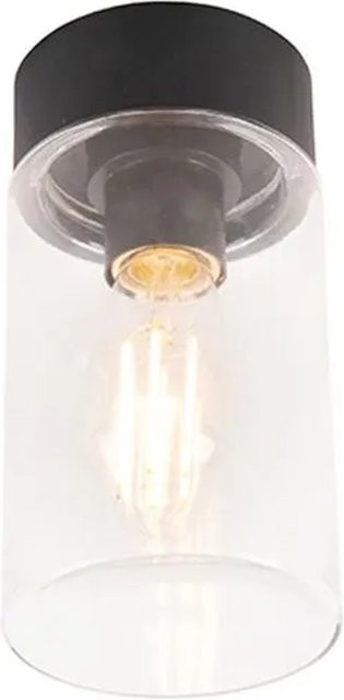 QAZQA Jarra Moderne Deckenleuchte Schwarz mit transparentem Glas, IP44, E27, dimmbar - Bild 1