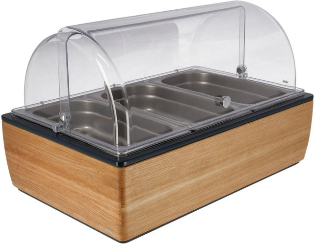 VEGA Buffetvitrine Montana hoch in Eiche, Transparent und Edelstahl, B/T/H: 57 x 36,5 x 27,4 cm - Bild 1