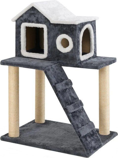 Costway Kratzbaum für Katzen in Grau mit Höhle und Sisal-Elementen, Höhe: 90 cm - Bild 1