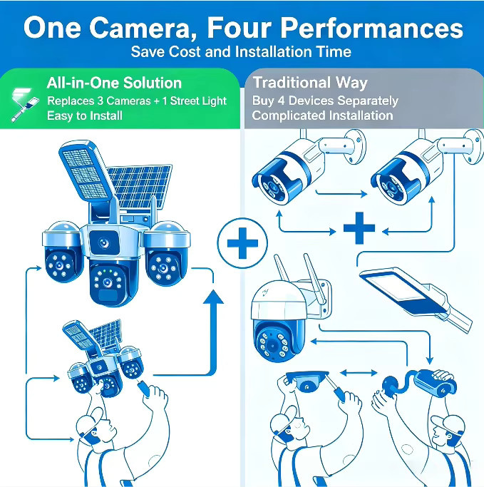 DiFang 4G SIM-Karte Solar CCTV PTZ Außen-WLAN-Kamera mit Menschenerkennung, PIR, Sirene und Solarleuchte - Bild 4
