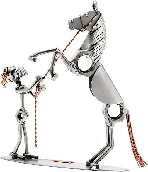 Hinz & Kunst Schraubenmännchen Frau mit Pferd aus Metall in Silber - Bild 1