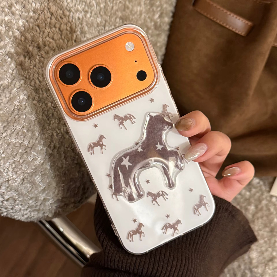 Potdemiel 3D Cartoon Pferd und Sterne Handyhülle für iPhone, stoßfestes Hard Cover mit Sternen-Design - Bild 4