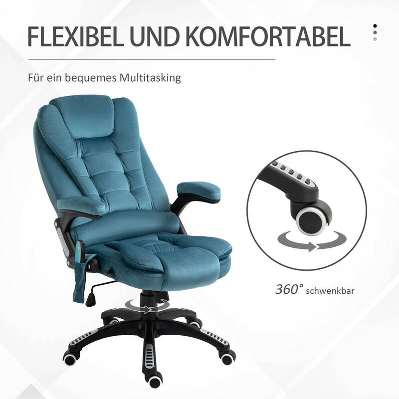 Vinsetto Massagesessel Chefsessel mit Massagefunktion in Blau, B/H/T: 72 x 68 x 120 cm - Bild 5