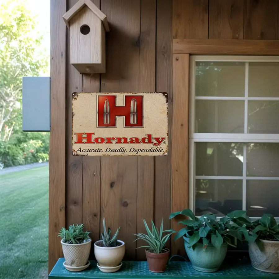 Hornady Vintage Metall-Blechschild in Rot-Weiß als Wanddekoration für Garage und Männerhöhle, B/H: 30 x 20 cm - Bild 4