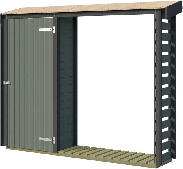 Weka Brennholzregal Killarney in Grau-Grün mit 300 cm Breite - Bild 1