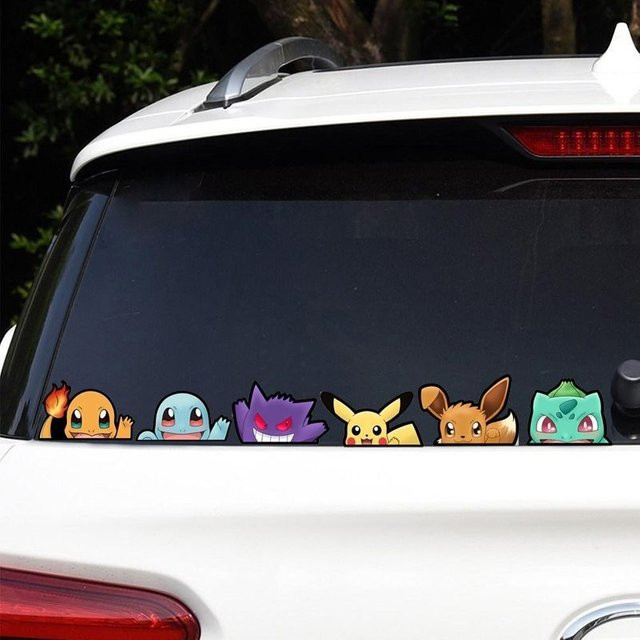 Bandai Pokémon Haustier-Elf Seitenfensteraufkleber aus Kunststoff als Kratzschutz für die Heckscheibe deines Autos - Bild 1