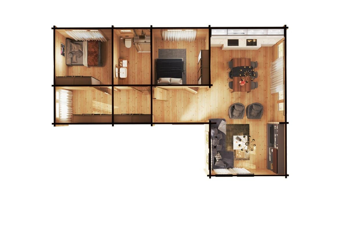 Blockhaus Holiday Max 2 mit Schlafboden als Gartenhaus aus Holz mit 92mm Wandstärke, B/T/H: 12 x 8 x 13 m - Bild 2