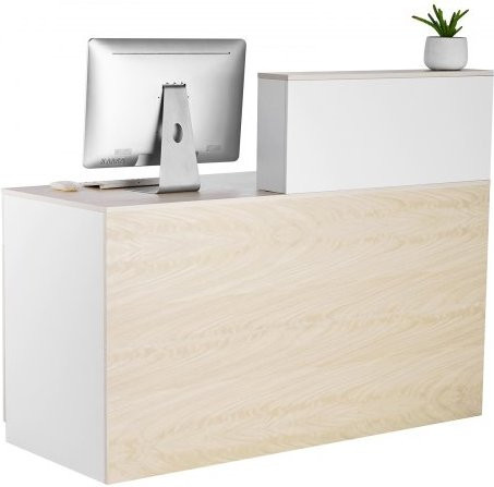 VEVOR Empfangstresen aus Holz in Braun mit abschließbarer Schublade und Schrank für Büro, Lobby oder Schönheitssalon, B/T/H: 140 x 60 x 110 cm - Bild 1