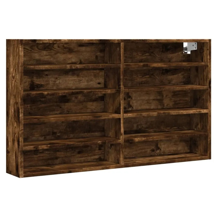 vidaXL Vitrinenschrank Räuchereiche mit Glastüren und Regalböden, Wandmontage, B/H/T: 100 x 58 x 15 cm - Bild 2