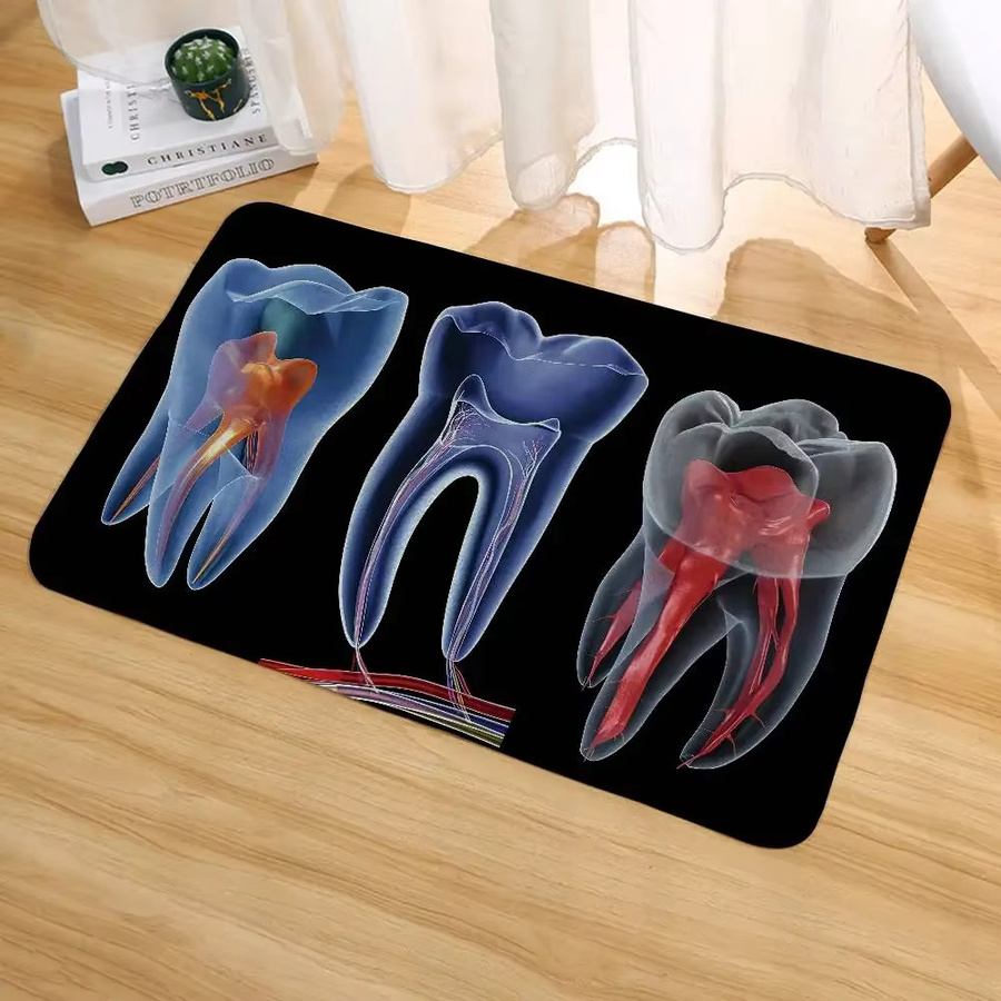 52TOYS Flanell-Fußmatte mit Dentist Tooth Room Muster in Multicolour, rechteckige Bodenmatte für Badezimmer und Wohnzimmer, B/T: 60 x 40 cm - Bild 5