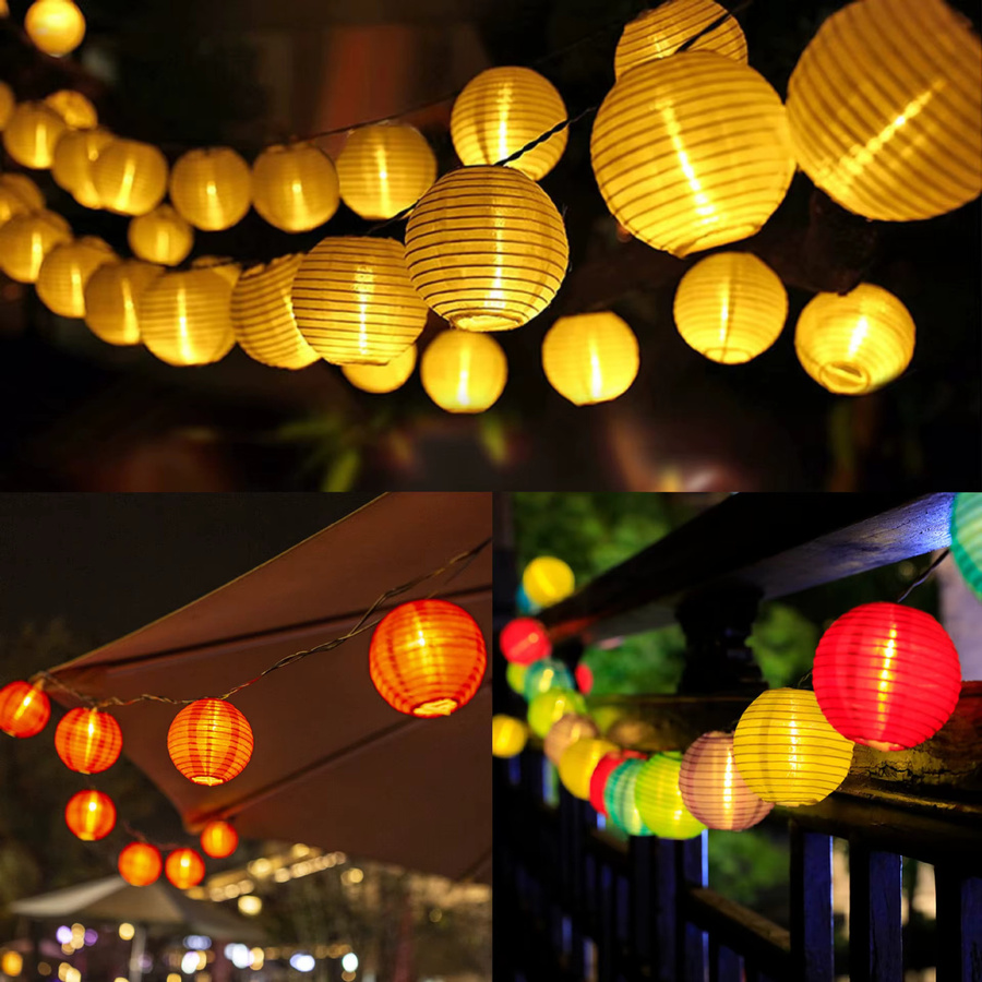IEEYEEY Solar LED Laternen Lichterkette Warmweiß Boho Garten-Girlande für Outdoor, Weihnachten, Hochzeit und Party - Bild 2