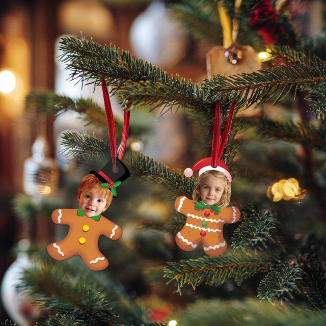 Personalisierter Weihnachtsanhänger von WEIGAO mit Lebkuchenmuster und individuellem Gesichtsfoto zur Snack-Dekoration - Bild 1