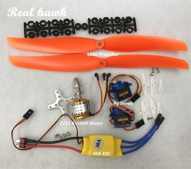 Real Hawk RC Starrflügelflugzeug Motor ESC Motorhalterung Propeller Servo, Set / Bundle, Bunt / Mehrfarbig - Bild 1