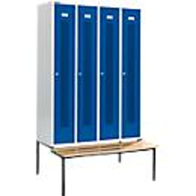 Schäfer Shop Select Kleiderspind mit Sitzbank, 4 Abteile, Zylinderschloss, Farbe: Enzianblau - Bild 2