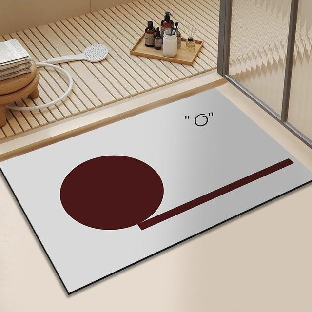Rutschfeste Kieselgur Fußmatte in Grau mit minimalistischem Design, wasserabsorbierend und schmutzabweisend, B/T: 60 x 40 cm - Bild 1