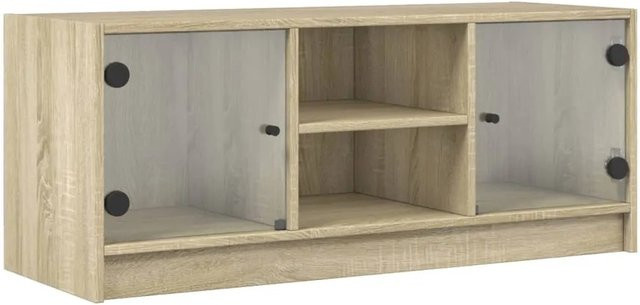 vidaXL TV-Schrank mit Glastüren in Sonoma-Eiche, B/T/H: 102 x 37 x 42 cm - Bild 1