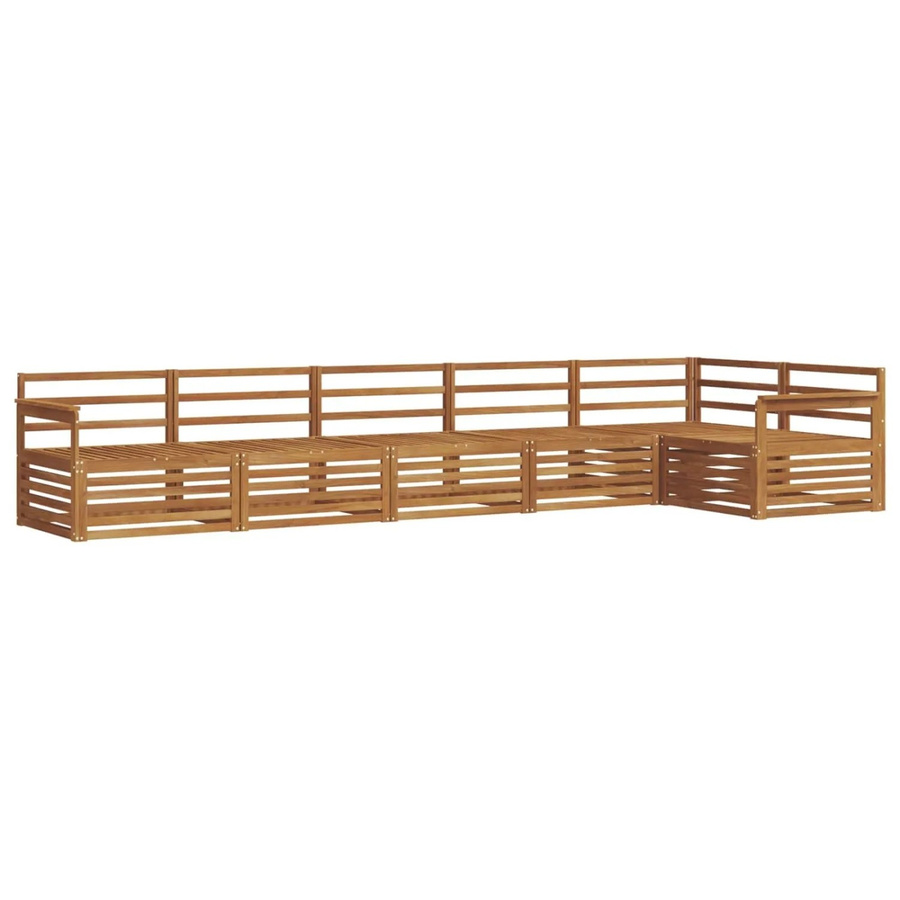 vidaXL Outdoor-Sofagarnitur 6-teilig aus Massivholz Akazie in Natur Braun, L-Form mit Ecksofa und Armlehnen - Bild 2