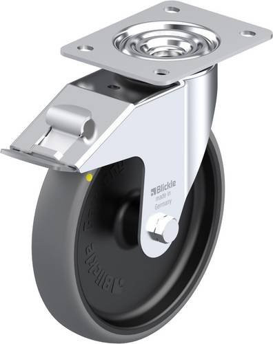 Blickle Lenkrolle LE-TPA 200G-FI-ELS mit Feststeller, Rad-Durchmesser: 20 cm, Tragfähigkeit: 160 kg, verzinkt, grau/schwarz - Bild 1