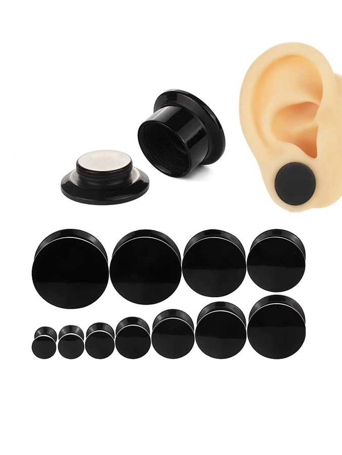 Alisouy Ohr Tunnel Plugs Expander, Acryl, Schwarz, Unisex, 3-24mm - Bild 3