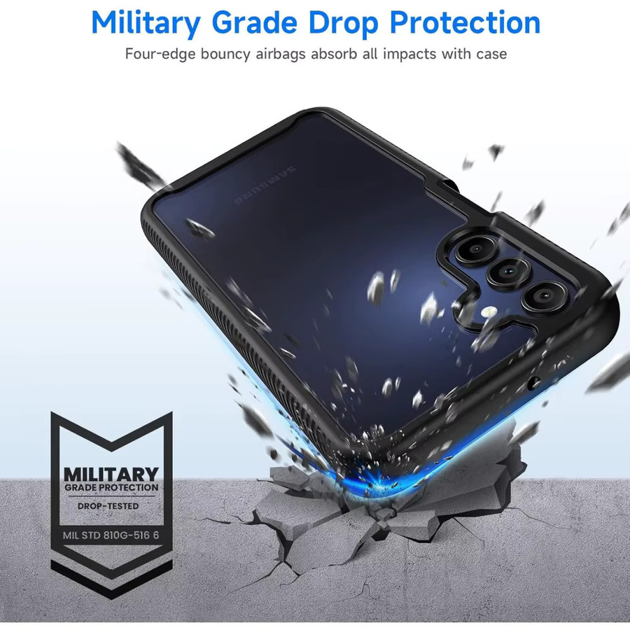 Rugged Armor Clear Case für Samsung Galaxy A16 A26 A36 A56 A15 A25 A35 A55 A05S A04S A14 A34 A54 mit integrierter Displayschutzfolie in Transparent und Blau - Bild 5
