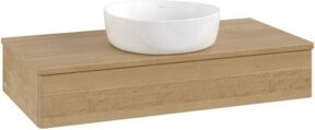 V&B Waschtischunterschrank Antao mit Beleuchtung ohne Frontstruktur, Farbe Honig Eiche, B/T/H: 100 x 50 x 19 cm - Bild 1