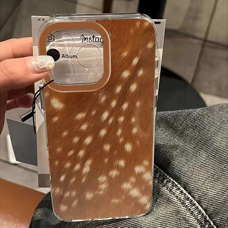 Apple Handyhülle mit Hirschmuster in Braun für iPhone 11 bis iPhone 17 Pro Max und SE 2022 Kreatives Design Cover - Bild 2