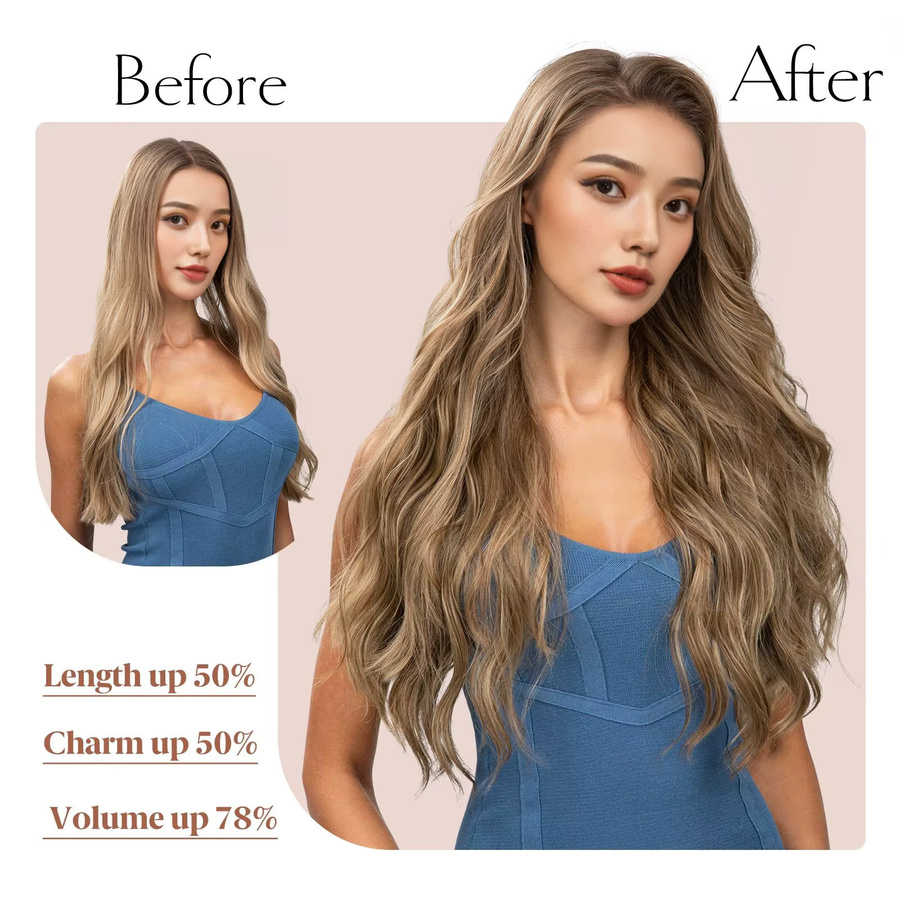 SARLA Clip-in-Haarverlängerungen, 22 Zoll, synthetisch, Damen - Bild 5