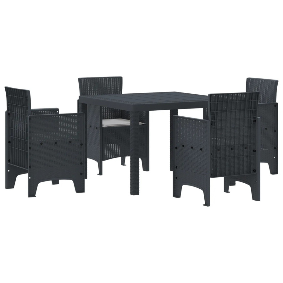 vidaXL 5-tlg Garten-Essgruppe aus Polyrattan mit Kissen in Anthrazit - Bild 2