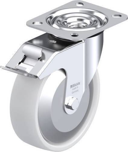 Blickle Lenkrolle LE-PO 125KA-FI-FA mit Feststeller in Weiß, Rad-Durchmesser: 125 mm, Tragfähigkeit: 150 kg - Bild 1