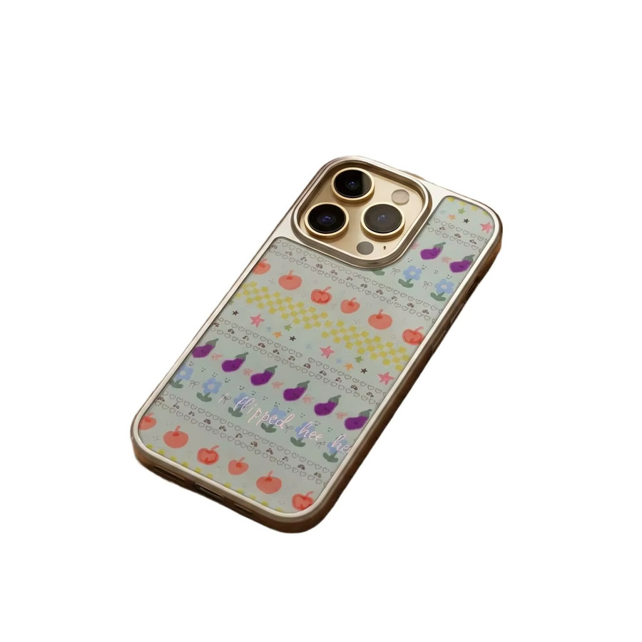 DecoPhone Ins Fruit Nonsense Island Silver Edge Epoxy Anti-Drop Handyhülle für iPhone XR/11/12/13/14/15/16/17 Pro Max in Silber/Mehrfarbig - Bild 5