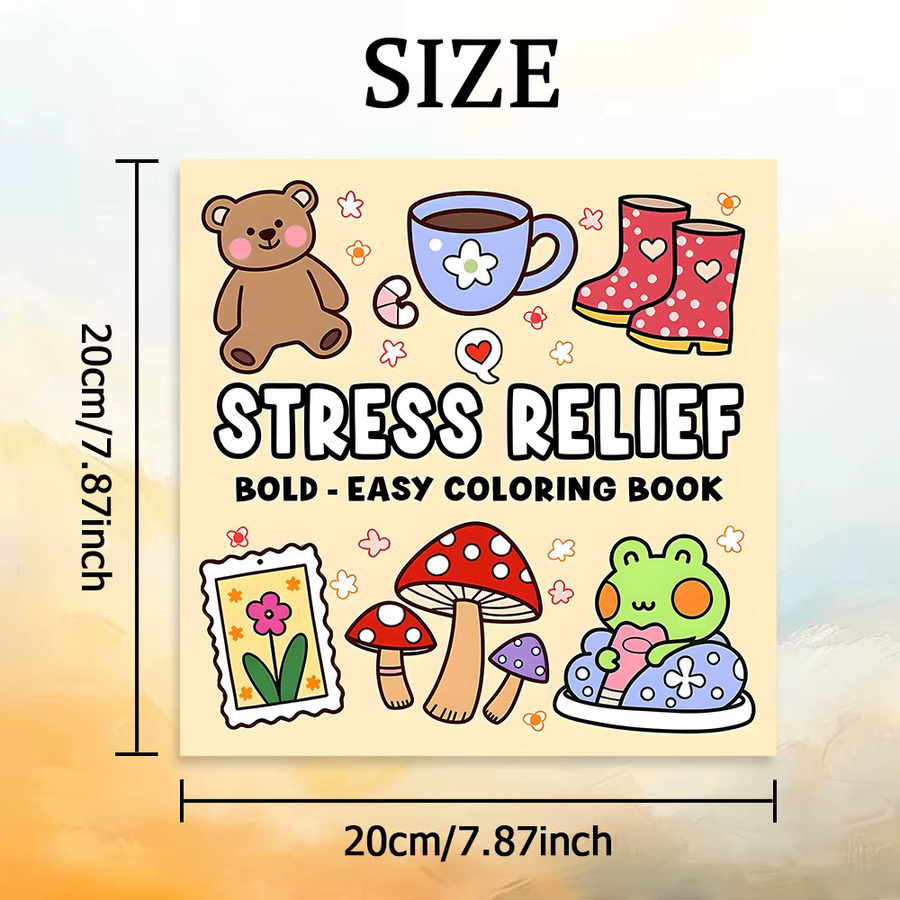 Malbuch für Erwachsene mit einfachen Mustern und niedlichen Motiven zur Stressbewältigung, Multicolor - Bild 2