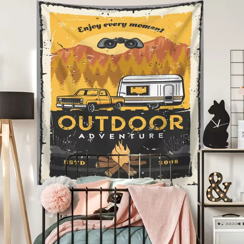 VIKAMA Wandteppich im Vintage-Stil für Teenager und Outdoor-Camping, Mehrfarbig, B/H: 75 x 58 cm - Bild 2