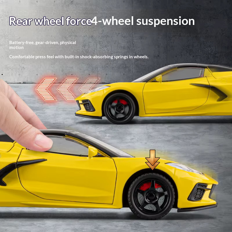 Maisto Corvette C8 Cabriolet-Modellauto, 1:22, Gelb, Metall - Bild 2