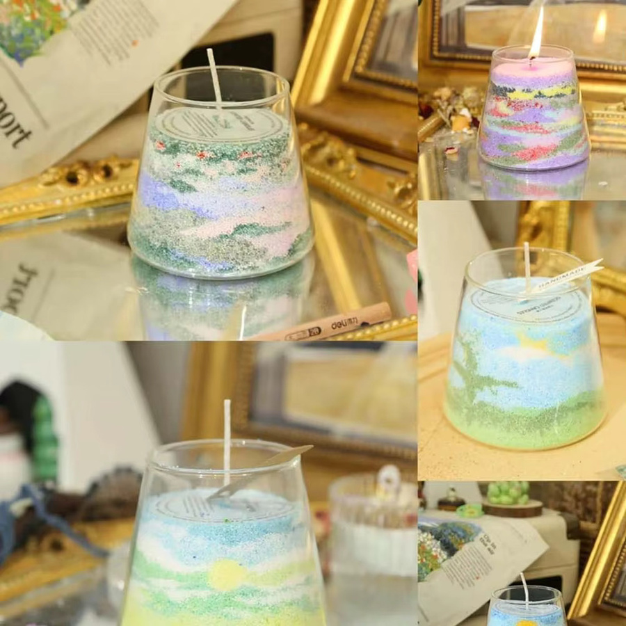 Bunte Perlenkerze aus Sandwachs mit 5 Kerzendochten, 50 g, Multicolor und Schwarz, für deine Kerzenherstellung bei Hochzeiten oder Partys - Bild 3