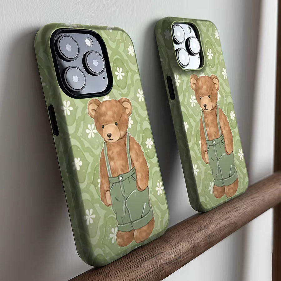CaseLumi Matte Bumper MagSafe Hülle für iPhone 17 16 15 14 13 Pro Max mit Teddybär Motiv in Grün - Bild 2