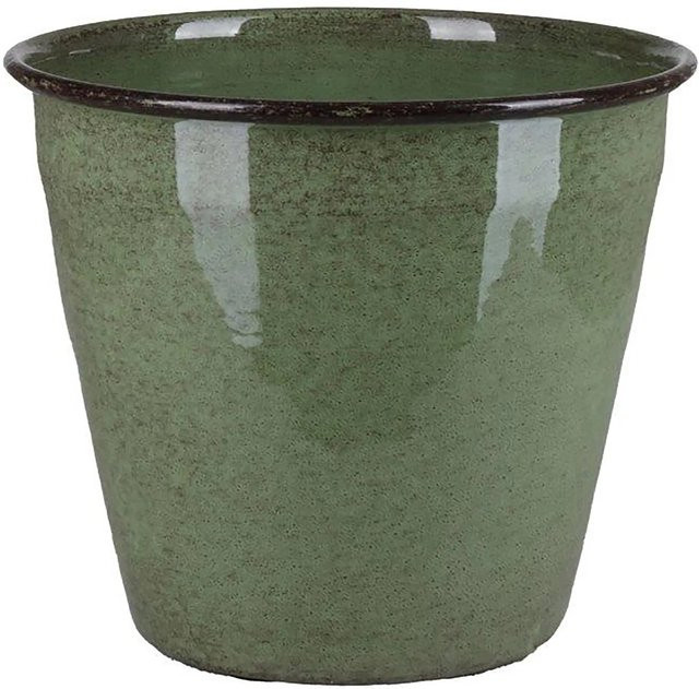 A.H.G. Metall-Topf mit Ablaufstopfen in Grün, Durchmesser: 20,5 cm, Höhe: 18 cm - Bild 1