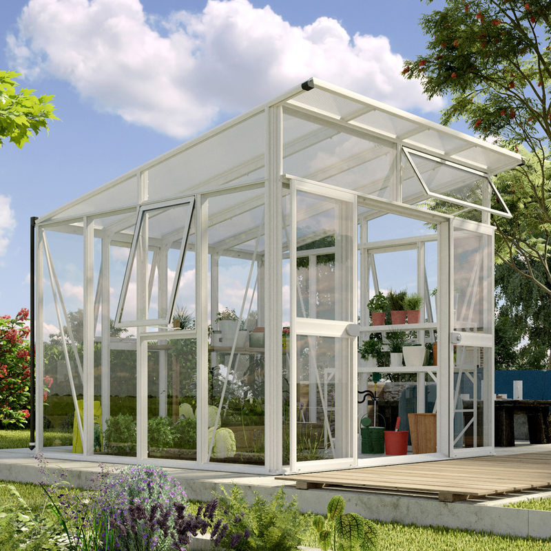 Vitavia Gewächshaus Aura 7800 in Silber mit Aluminiumrahmen, Pultdach, Doppel-Schiebetür und Zylinderschloss, Fläche: 7,8 m² - Bild 4